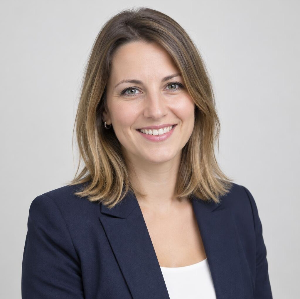 Portrait of a smiling woman with shoulder-length hair in a blazer